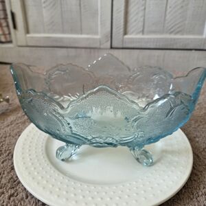 Vibtage Jeanette Glass Lombardo 10.5" Elegant Blue Glass Bowl